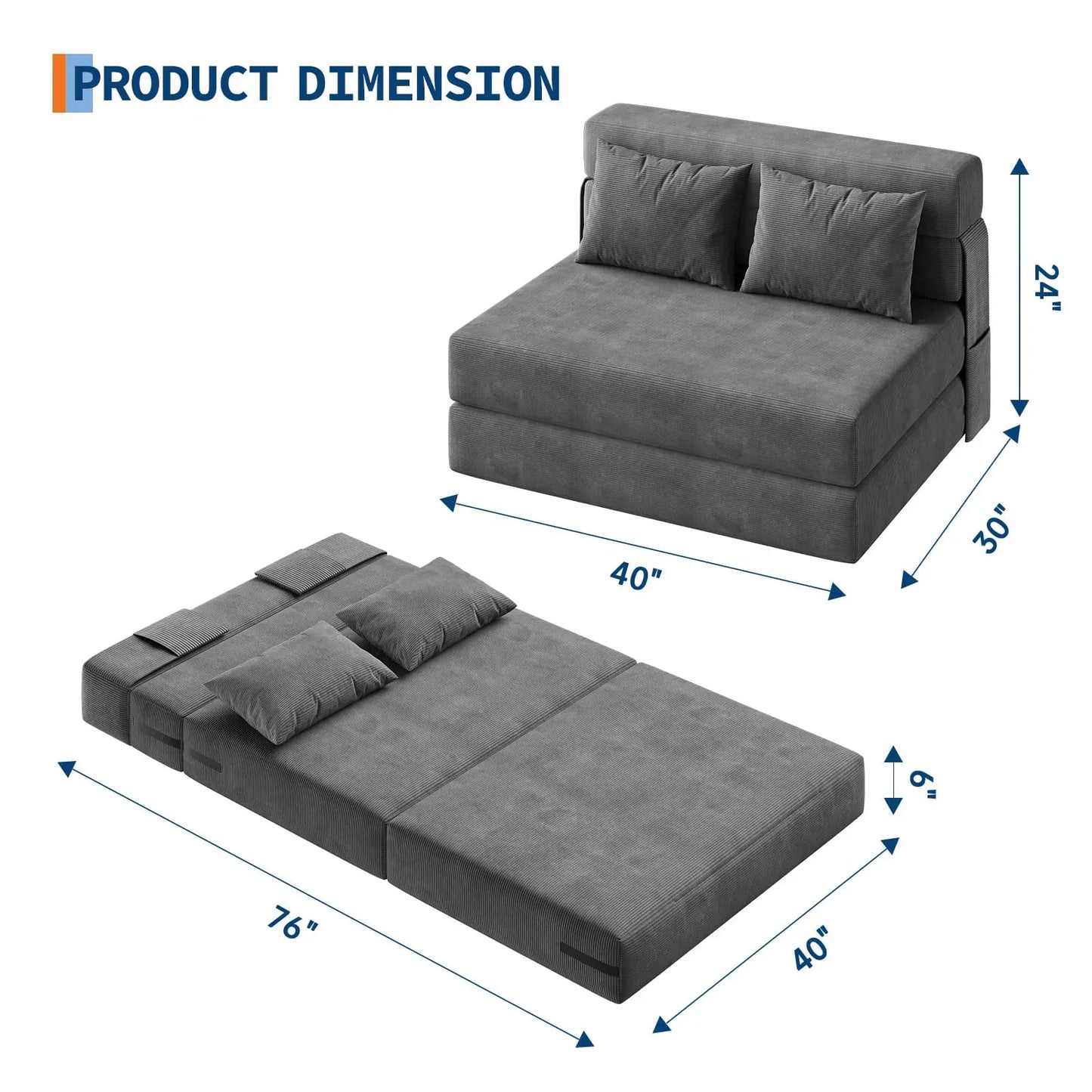 4-in-1 Folding Sofa Bed Convertible Sleeper