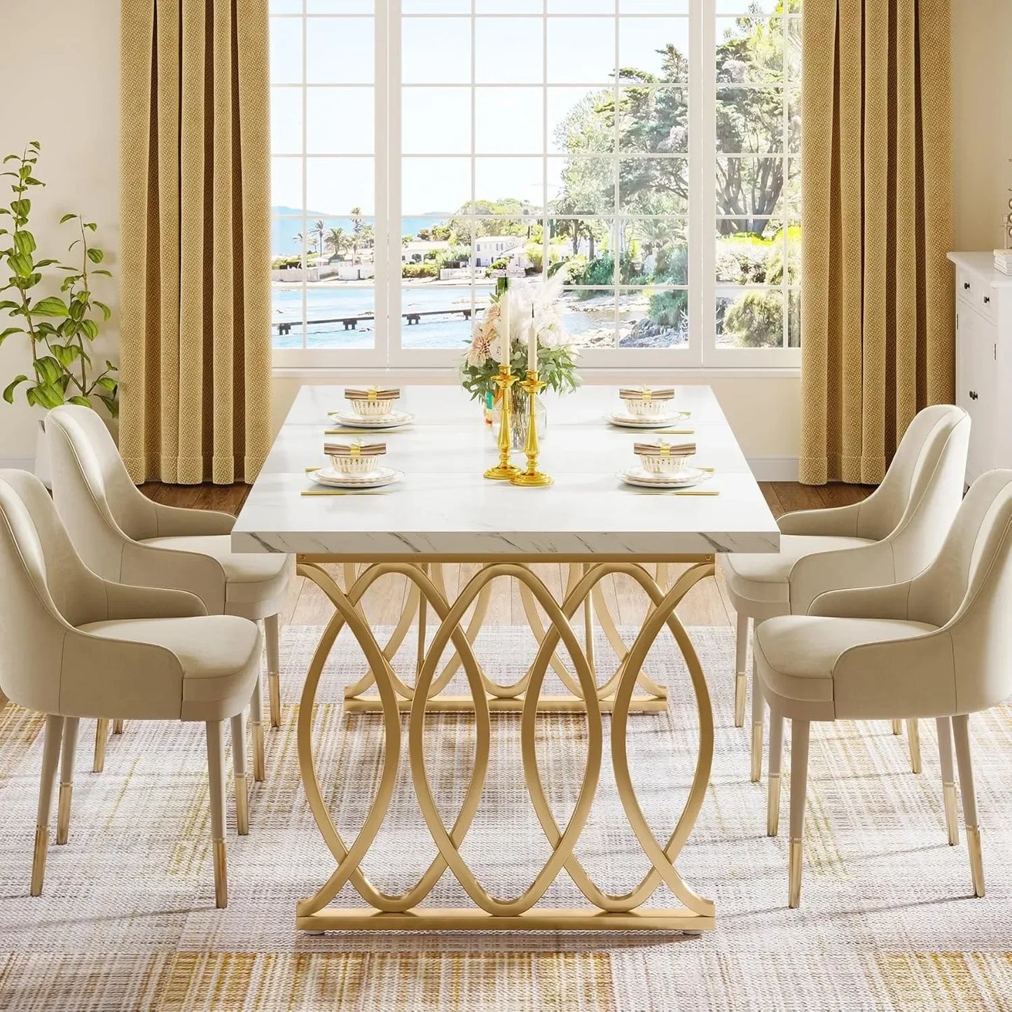 63" Large Modern Dining Table