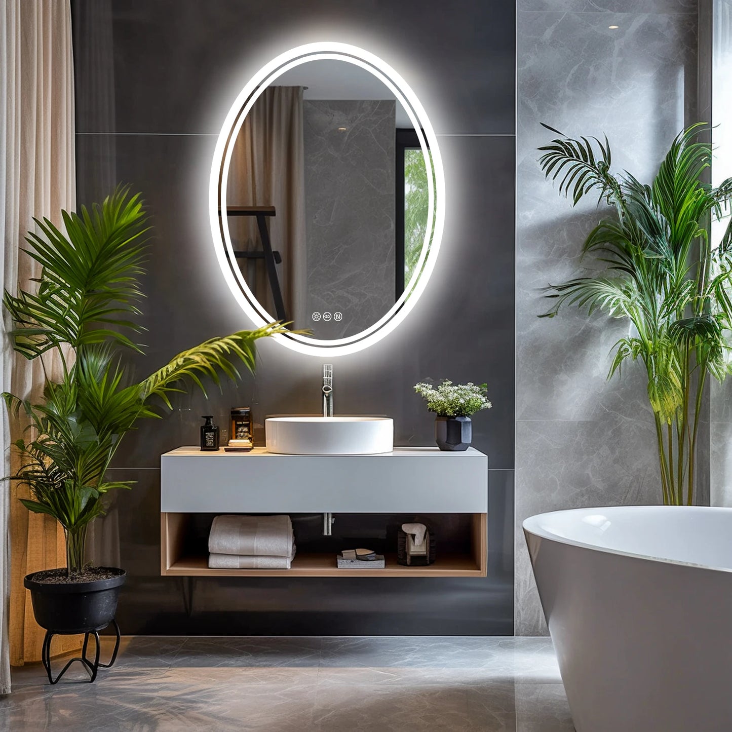 Backlit Round Vanity Mirror