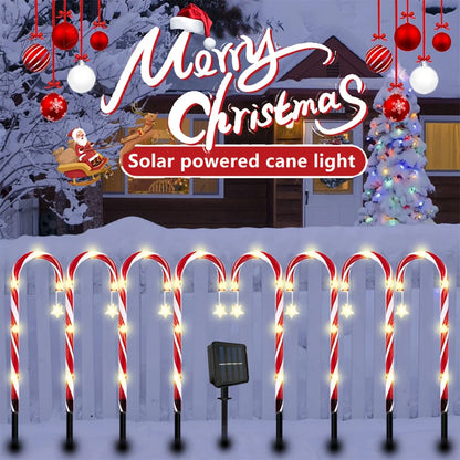 12PCS Solar-Powered Candy Cane Christmas Lights