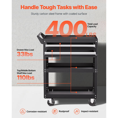 2-Drawer Rolling Tool Work Cart