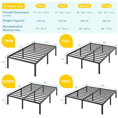 Metal Platform Bed Frame with Storage