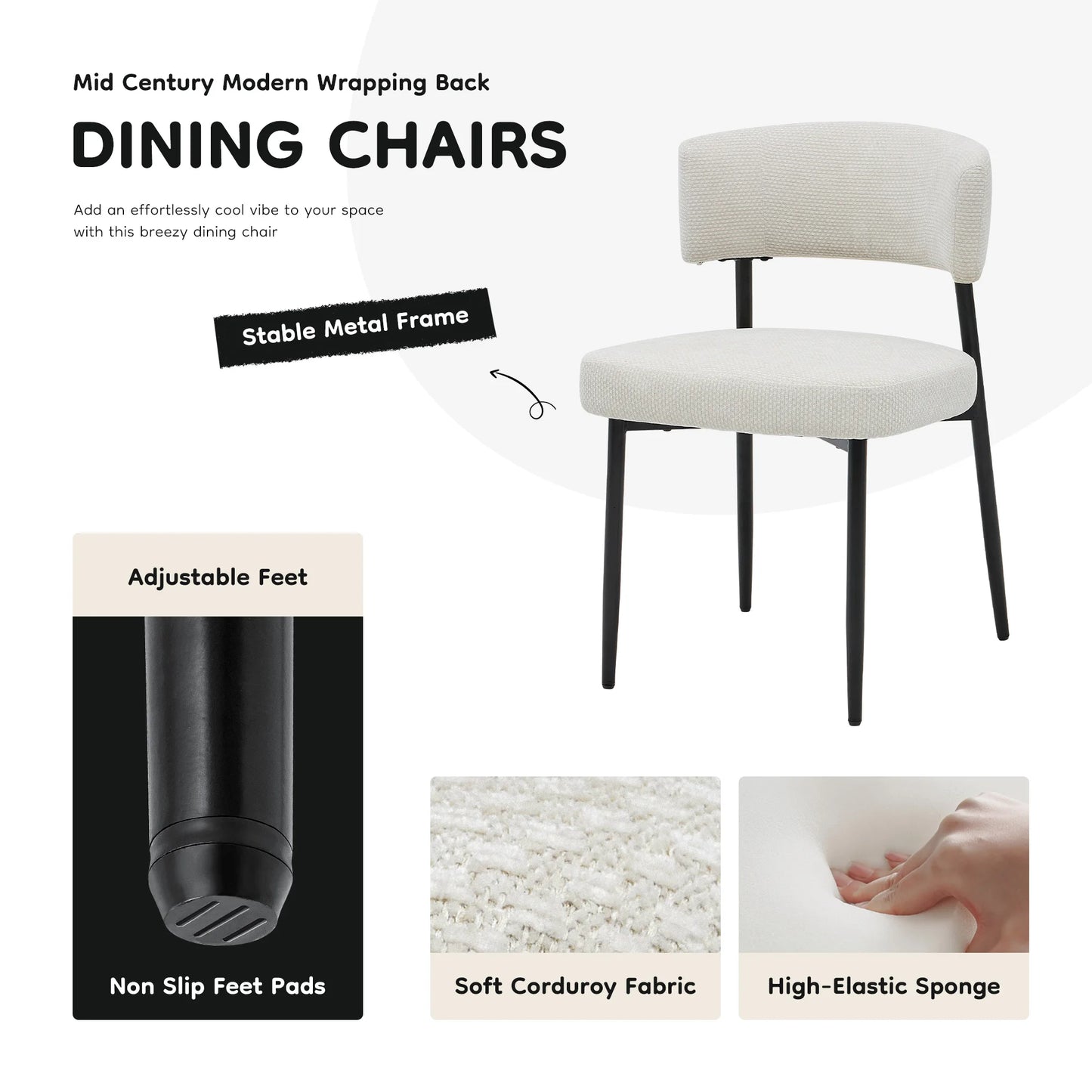 Round Dining Chairs Set of 4