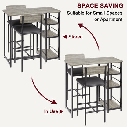 Dining Table Set with Shelves and Chairs