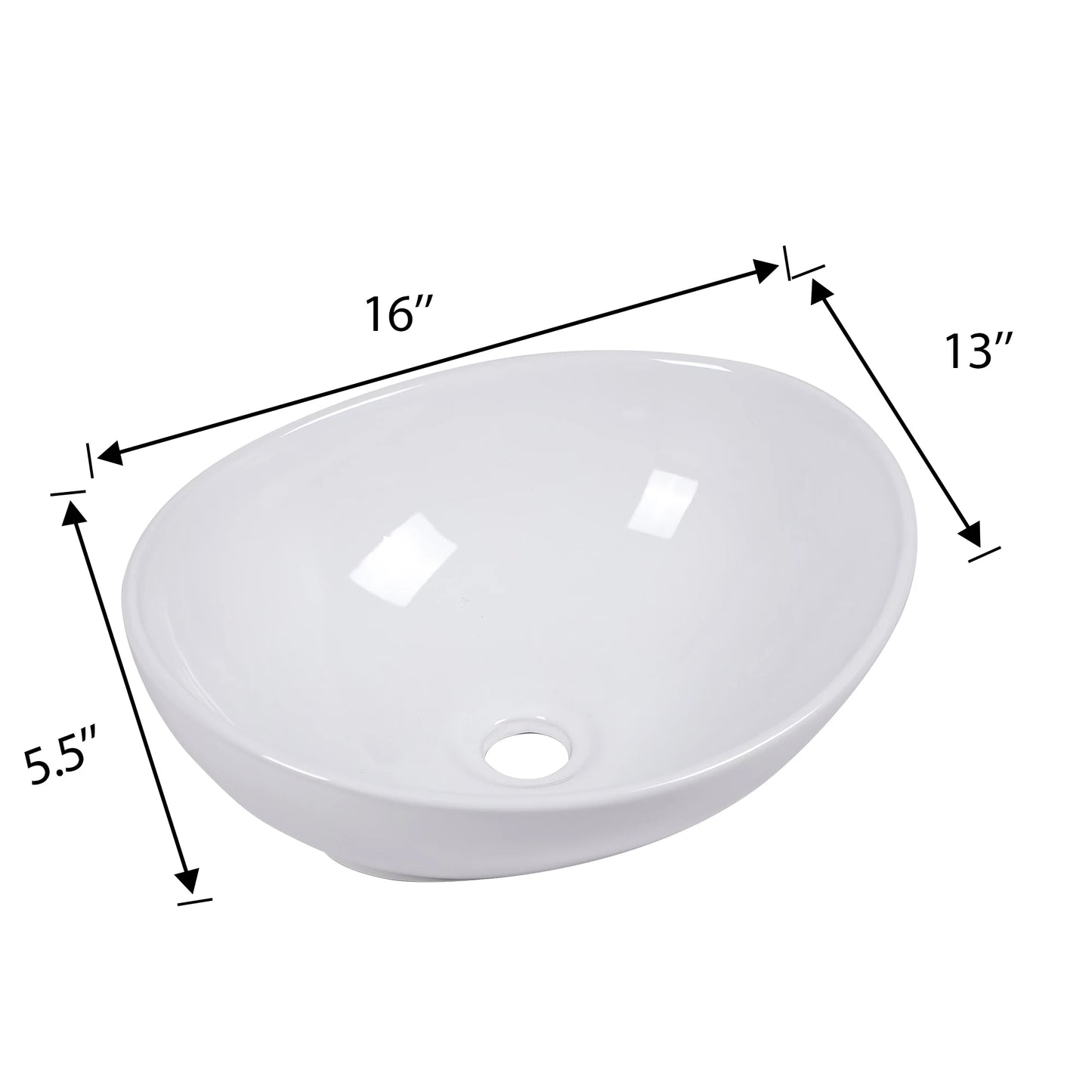 White Ceramic Oval Bathroom Sink