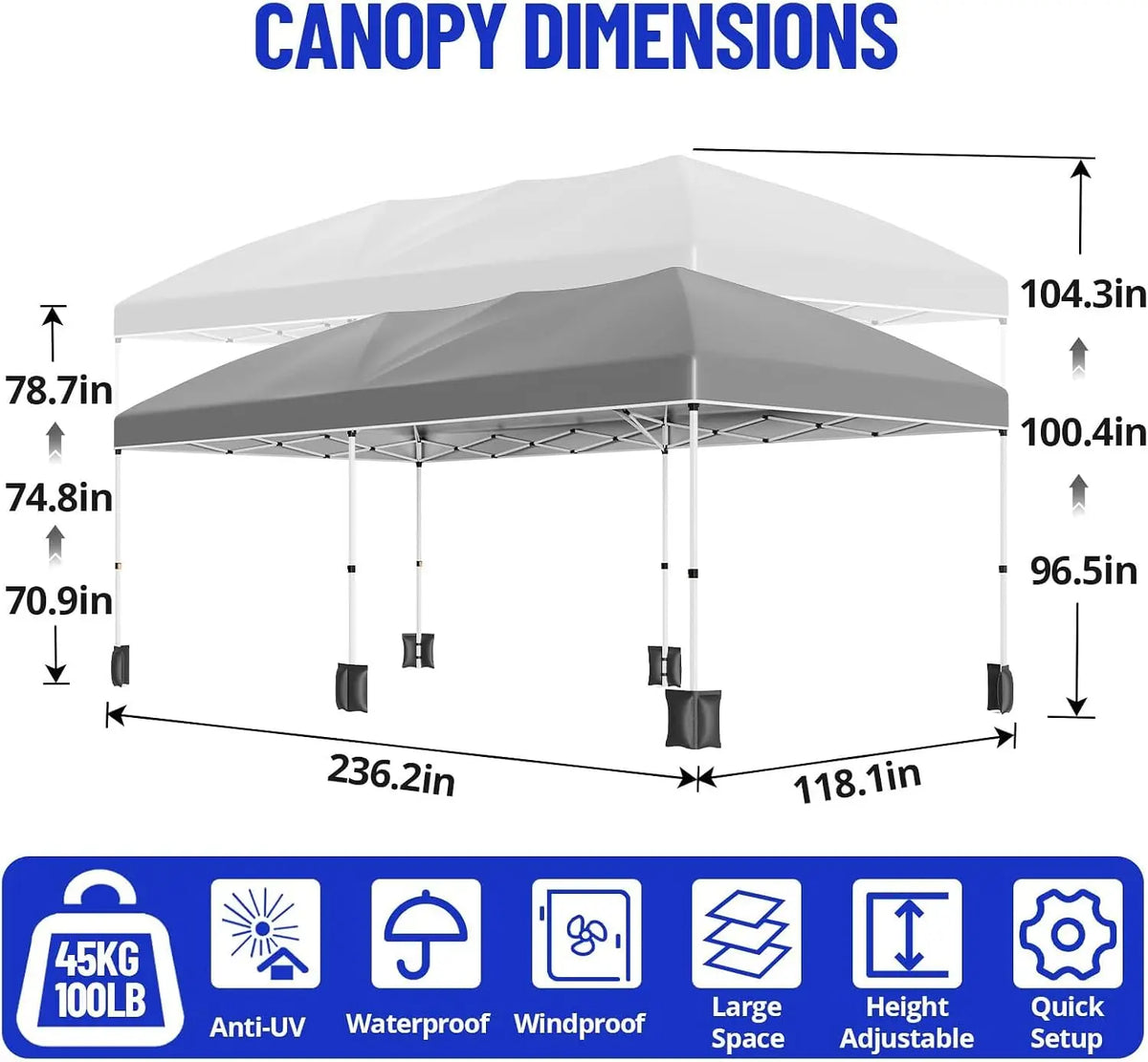 10x20ft Pop‑Up Canopy Tent
