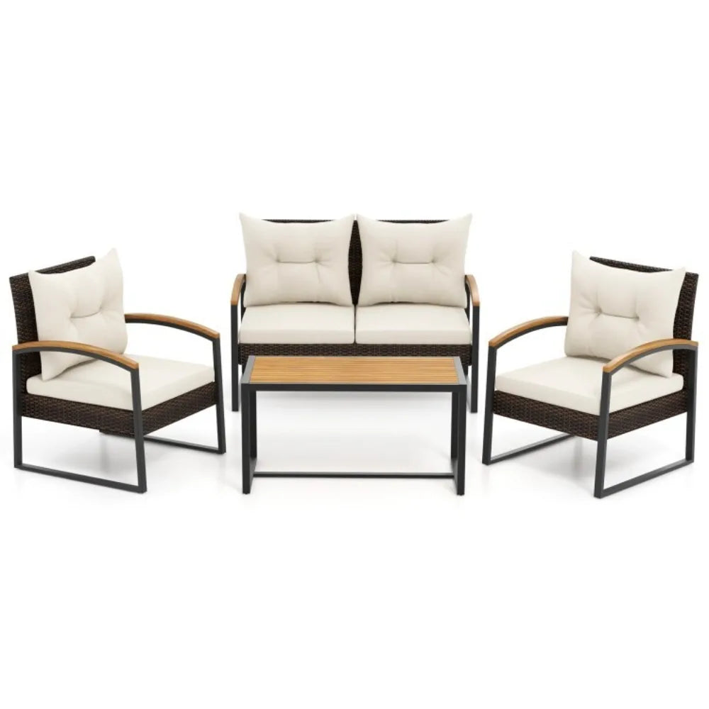 4-pc Rattan Patio Furniture