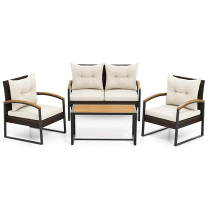 4-pc Rattan Patio Furniture