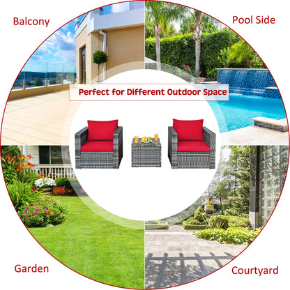 3 PC Patio Rattan Furniture