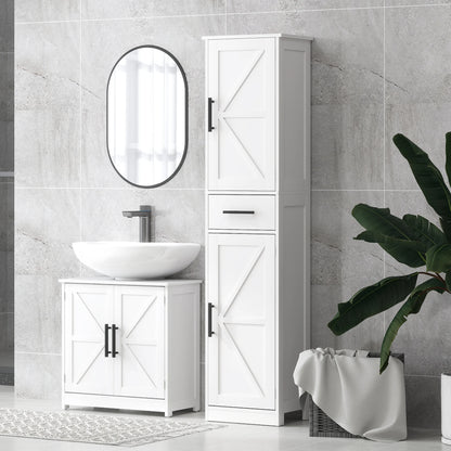 Farmhouse Narrow Bathroom Cabinet with Barn Doors