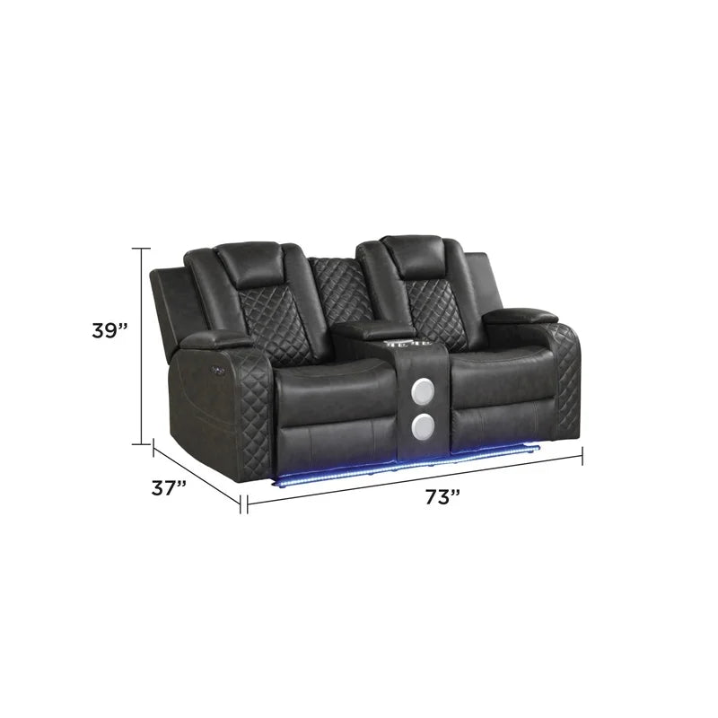 Gray Faux Leather Reclining Sofa Set