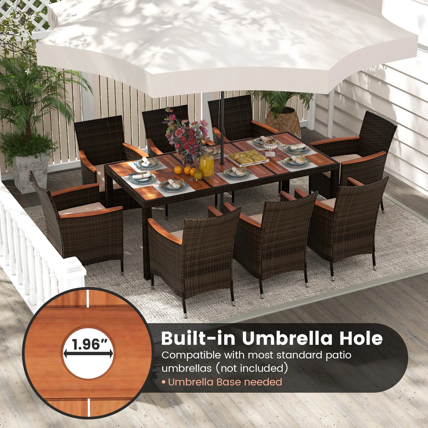 9-pc Outdoor Wicker Dining Set