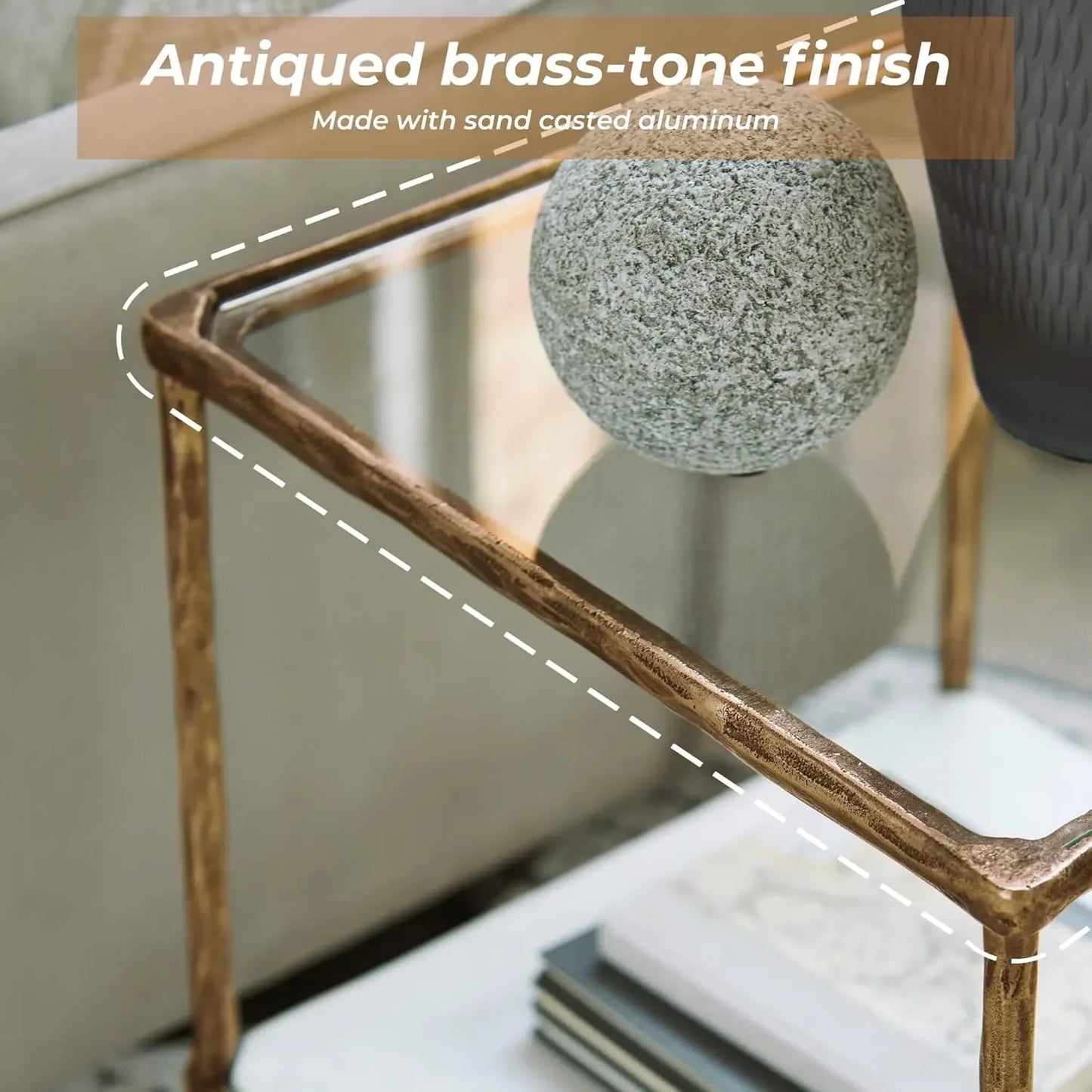 Antique Brass Finish Accent Table