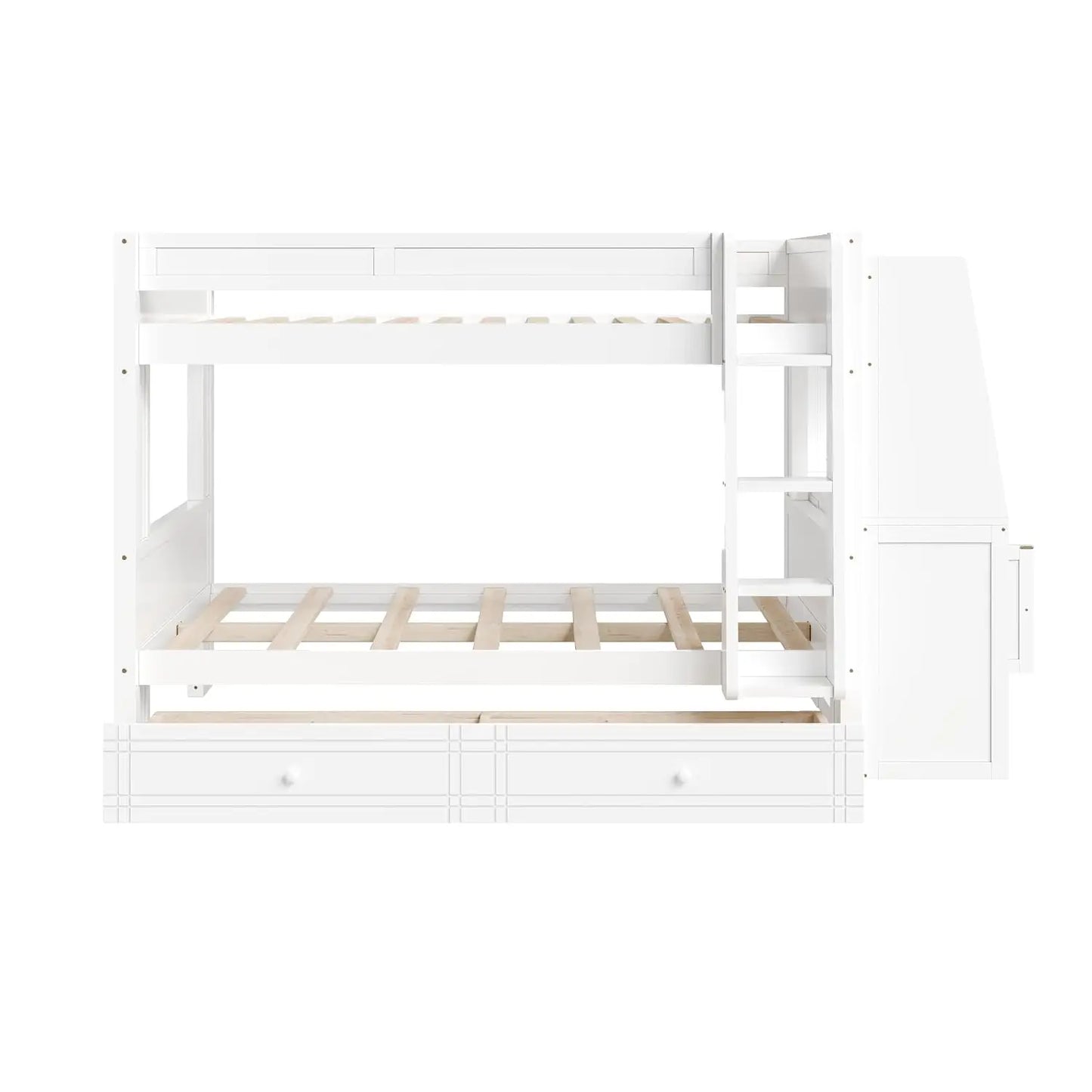 Full Bunk Bed with Desk and Bookshelves
