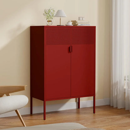 Red 3-Tier Metal Storage Cabinet