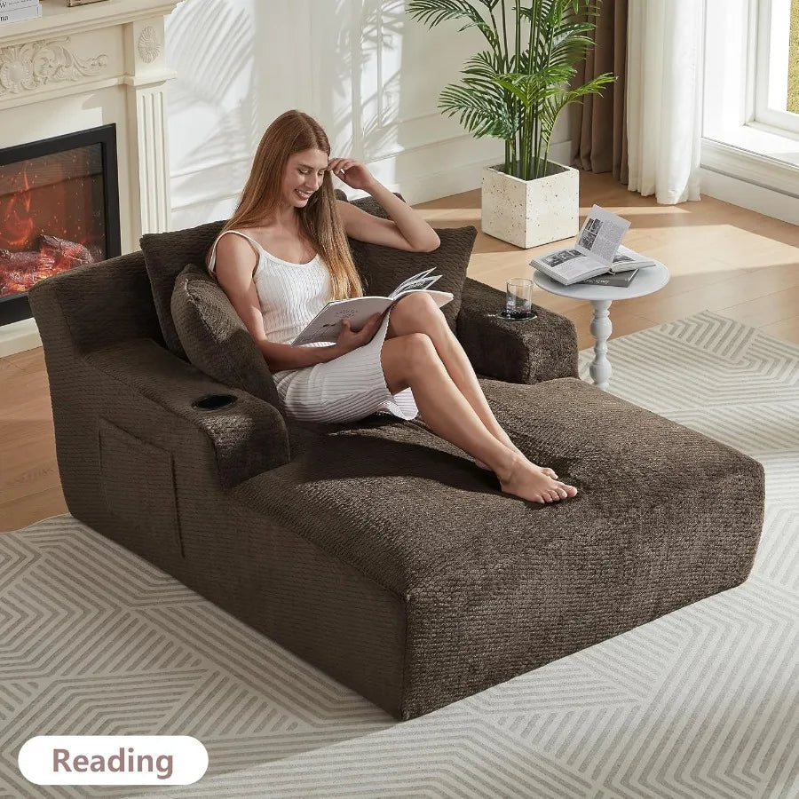 Modern Lounge Sleeper Sofa with Magazine Holder