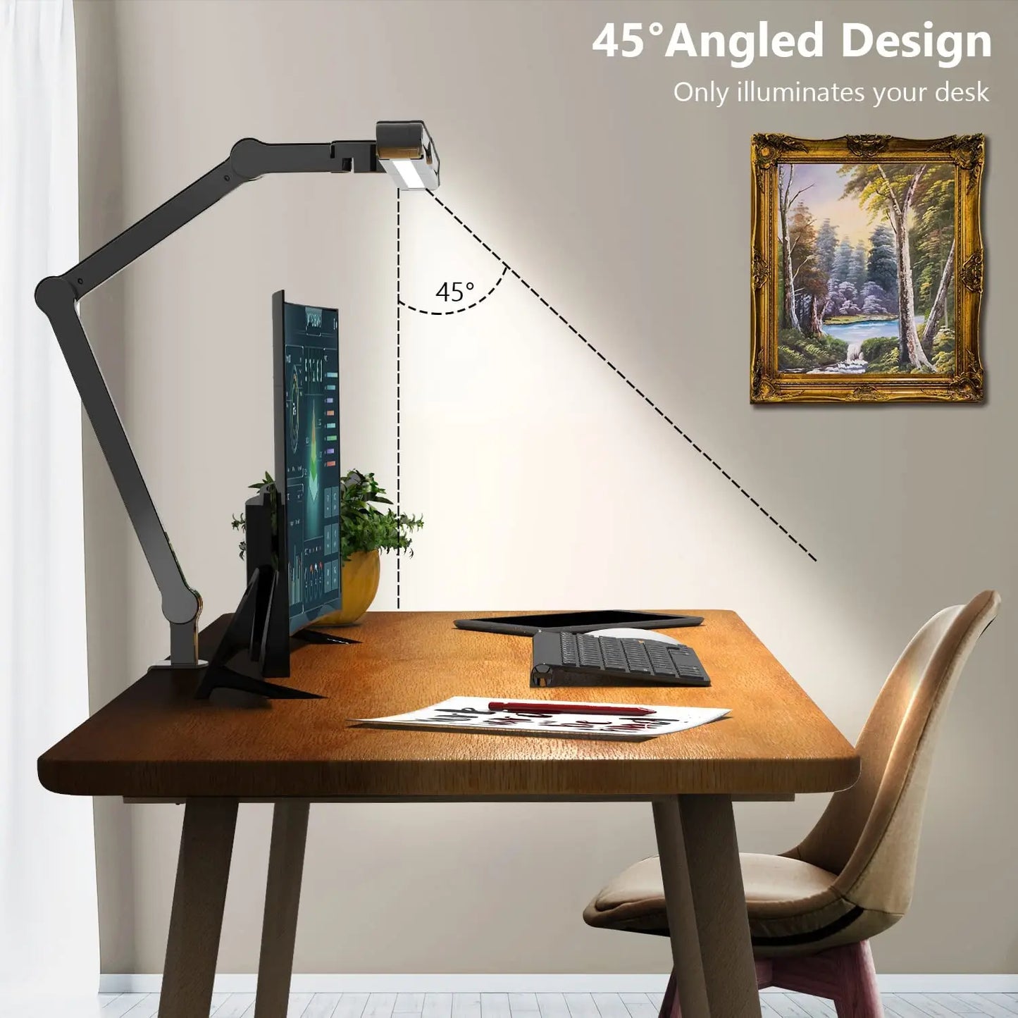 Three-head Desk Lamp, 45-degree Angle Design