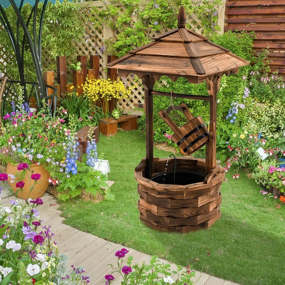 Rustic Wishing Well Fountain