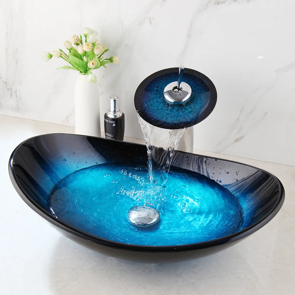 Bathroom Vessel Sink with Waterfall