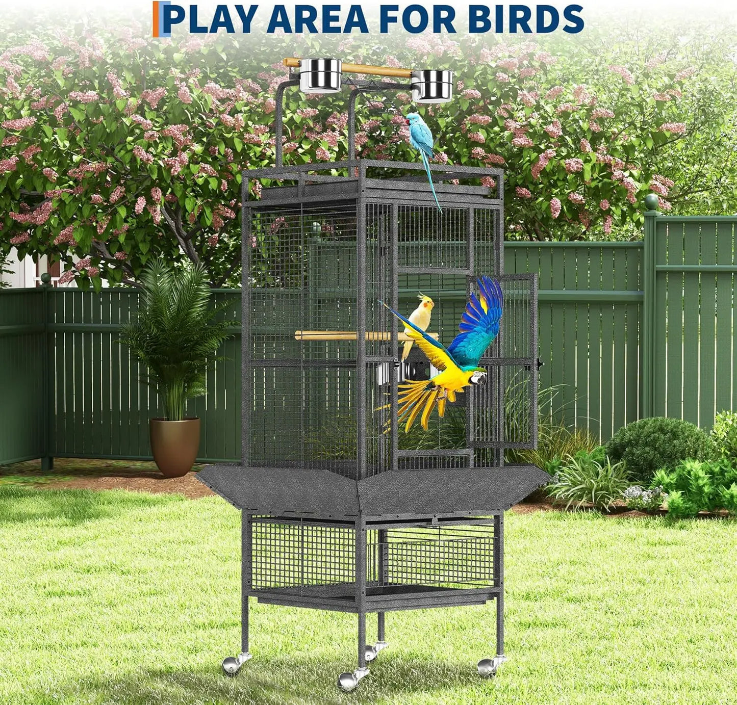 Metal Bird Cage with Play Top