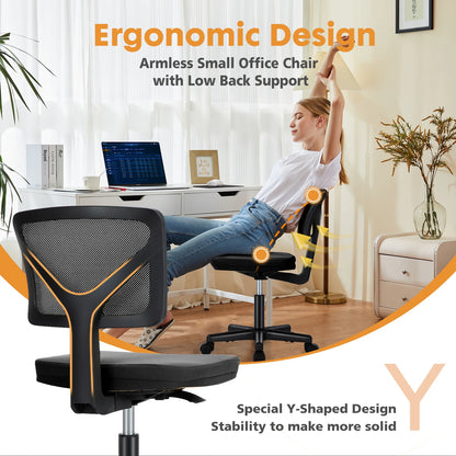 Lumbar Support Armless Rolling Swivel Computer Chair