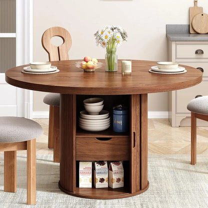 Round Dining Table with Storage