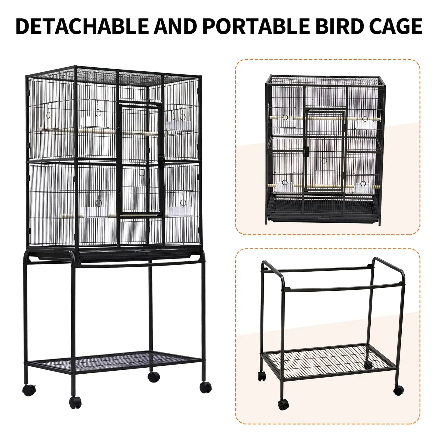 Birdcage with Detachable Storage Shelf