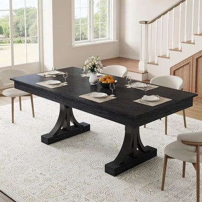 Wooden Kitchen Table, Double Pedestal Base
