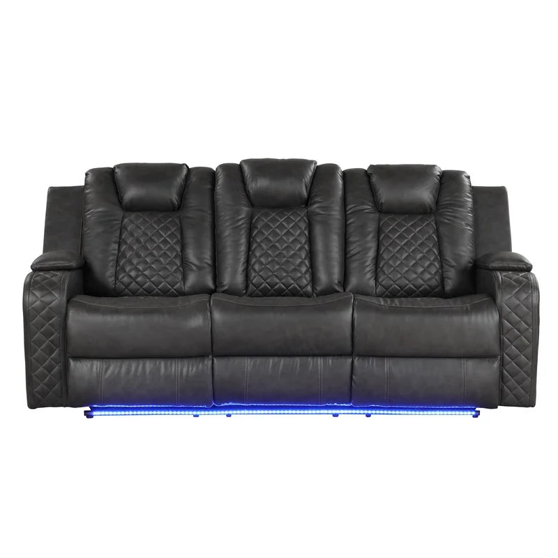 Gray Faux Leather Reclining Sofa Set