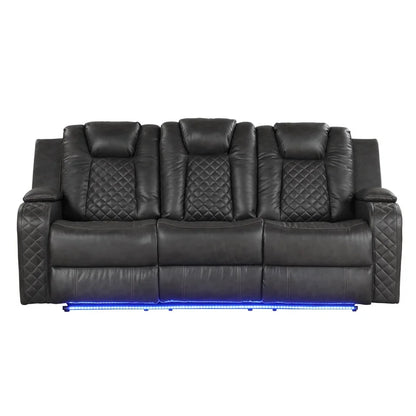 Gray Faux Leather Reclining Sofa Set