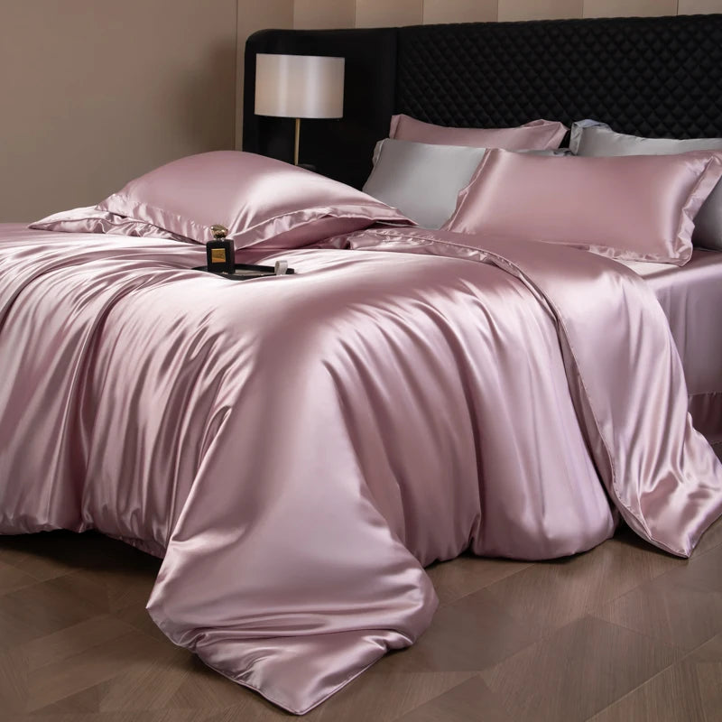 Silk Bed Sheets Set with Duvet Cover
