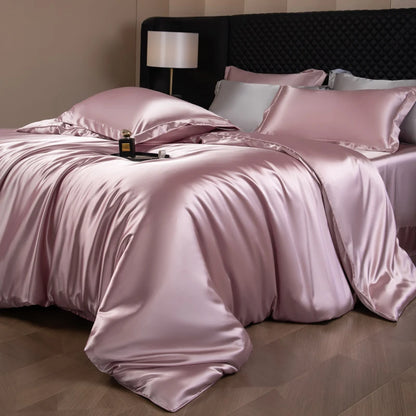 Silk Bed Sheets Set with Duvet Cover
