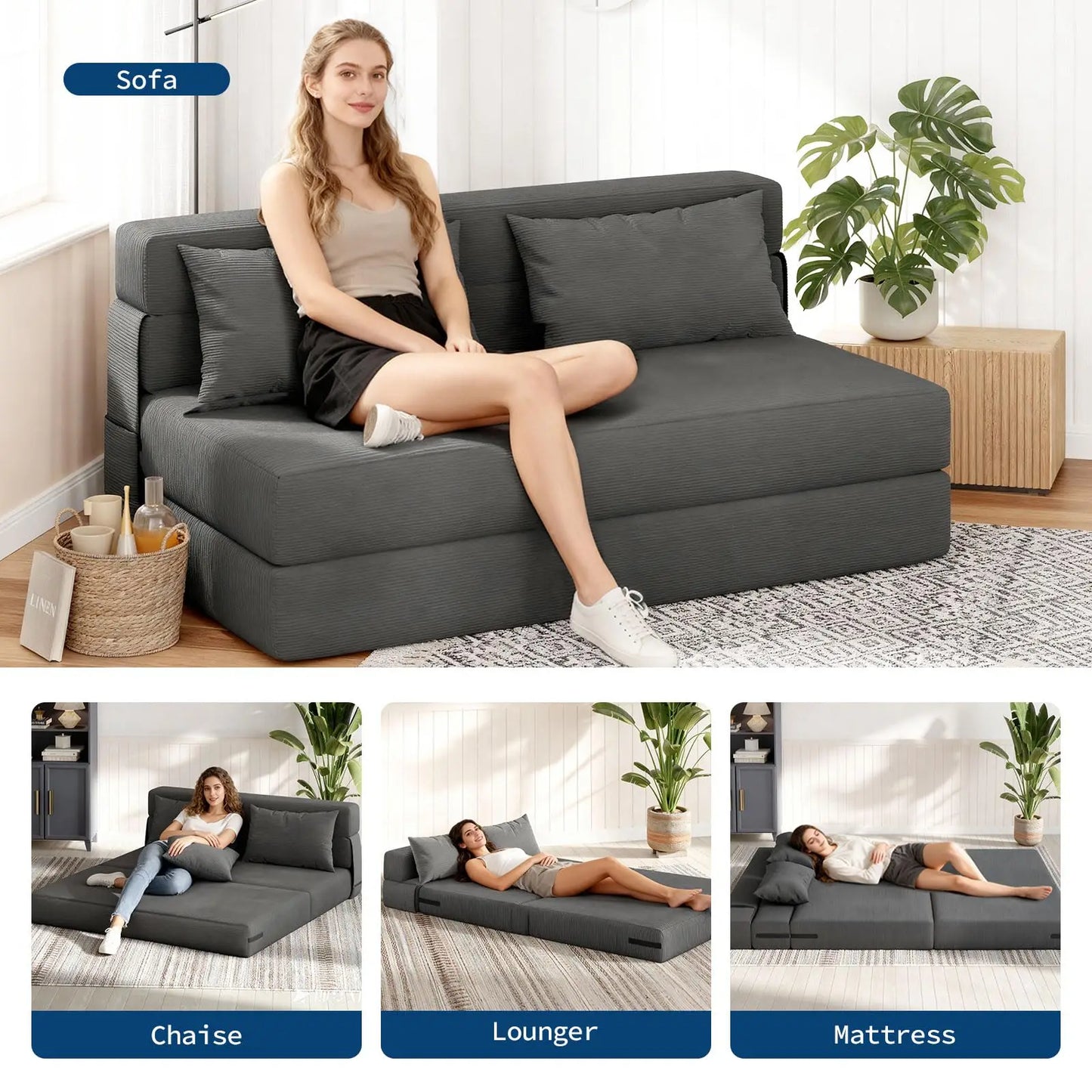4-in-1 Folding Sofa Bed Convertible Sleeper