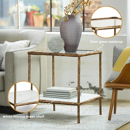 Antique Brass Finish Accent Table