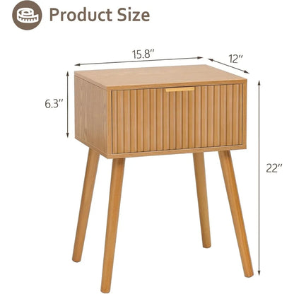Fluted Nightstand with Storage Drawer
