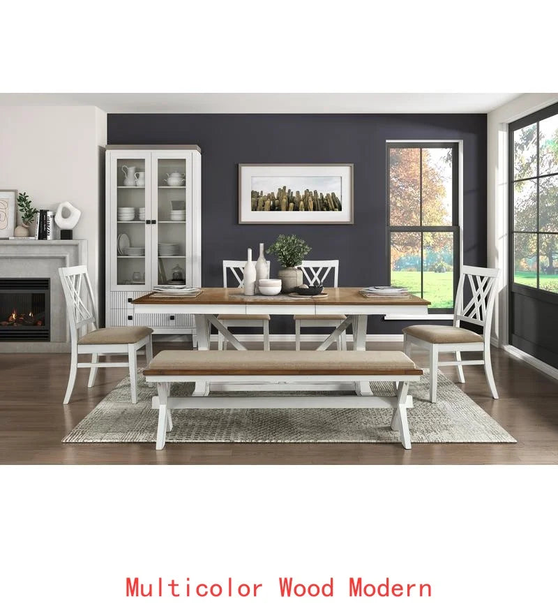 7pc Dining Set with Leaf & Side Chairs