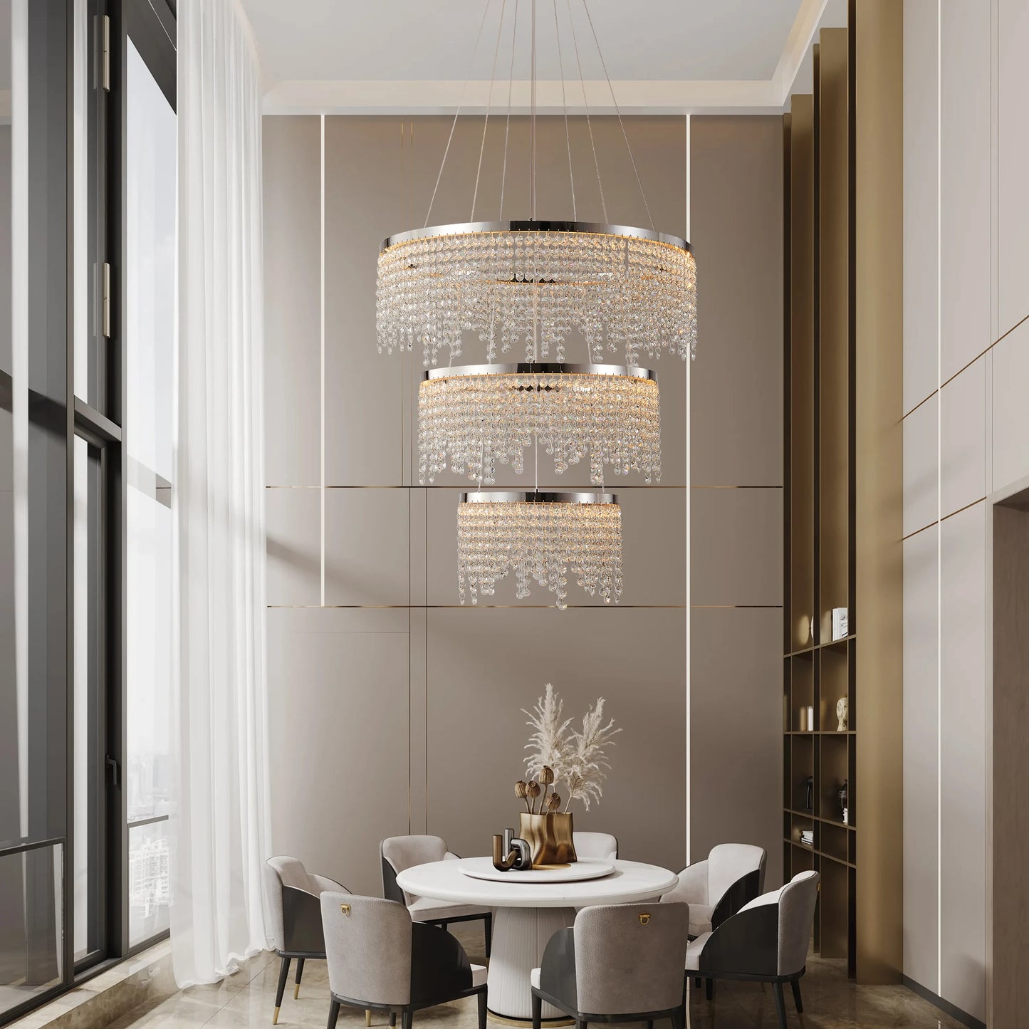 Crystal Chandelier, Dimmable Led Ceiling Lamp