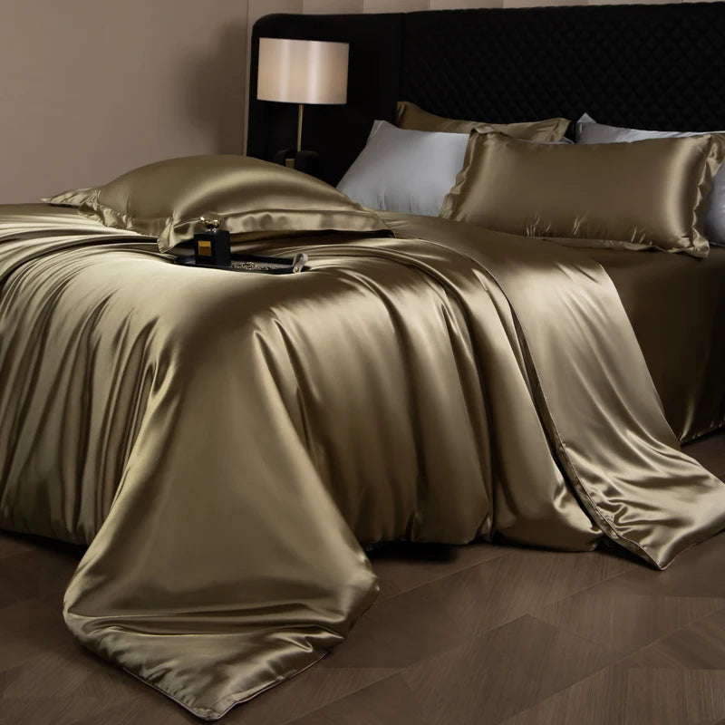 Silk Bed Sheets Set with Duvet Cover