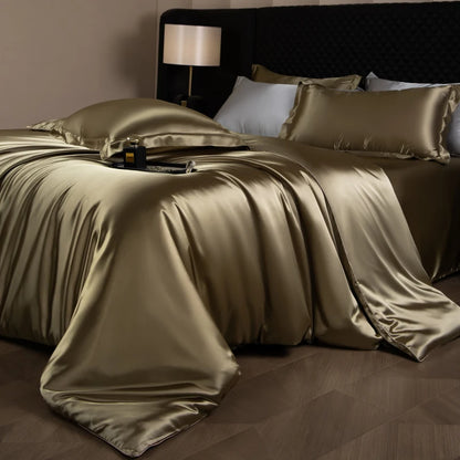 Silk Bed Sheets Set with Duvet Cover