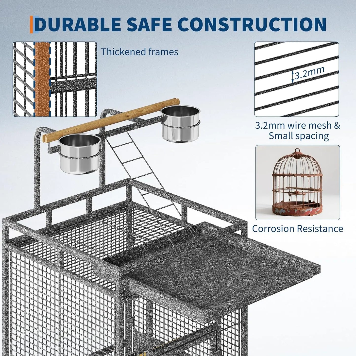 Metal Bird Cage with Play Top