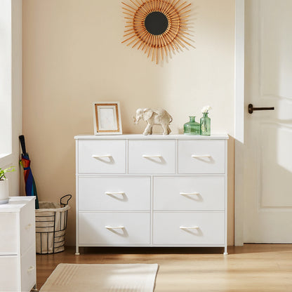 White Chest with Fabric Drawers