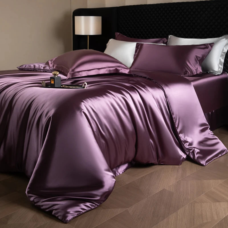 Silk Bed Sheets Set with Duvet Cover