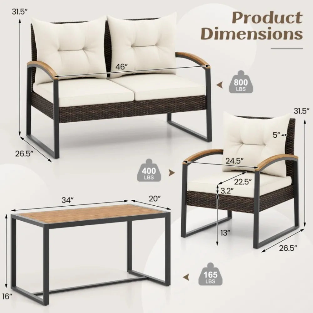 4-pc Rattan Patio Furniture