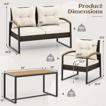 4-pc Rattan Patio Furniture