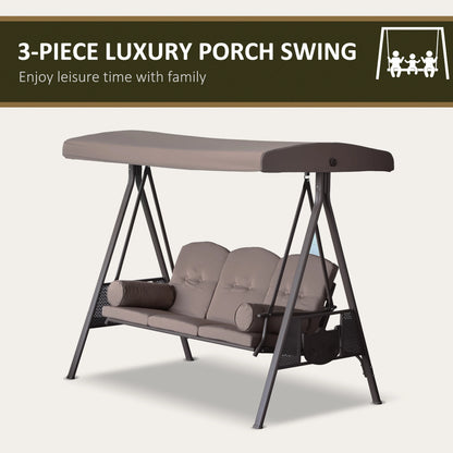 Outdoor 3‑Person Glider Swing with Canopy