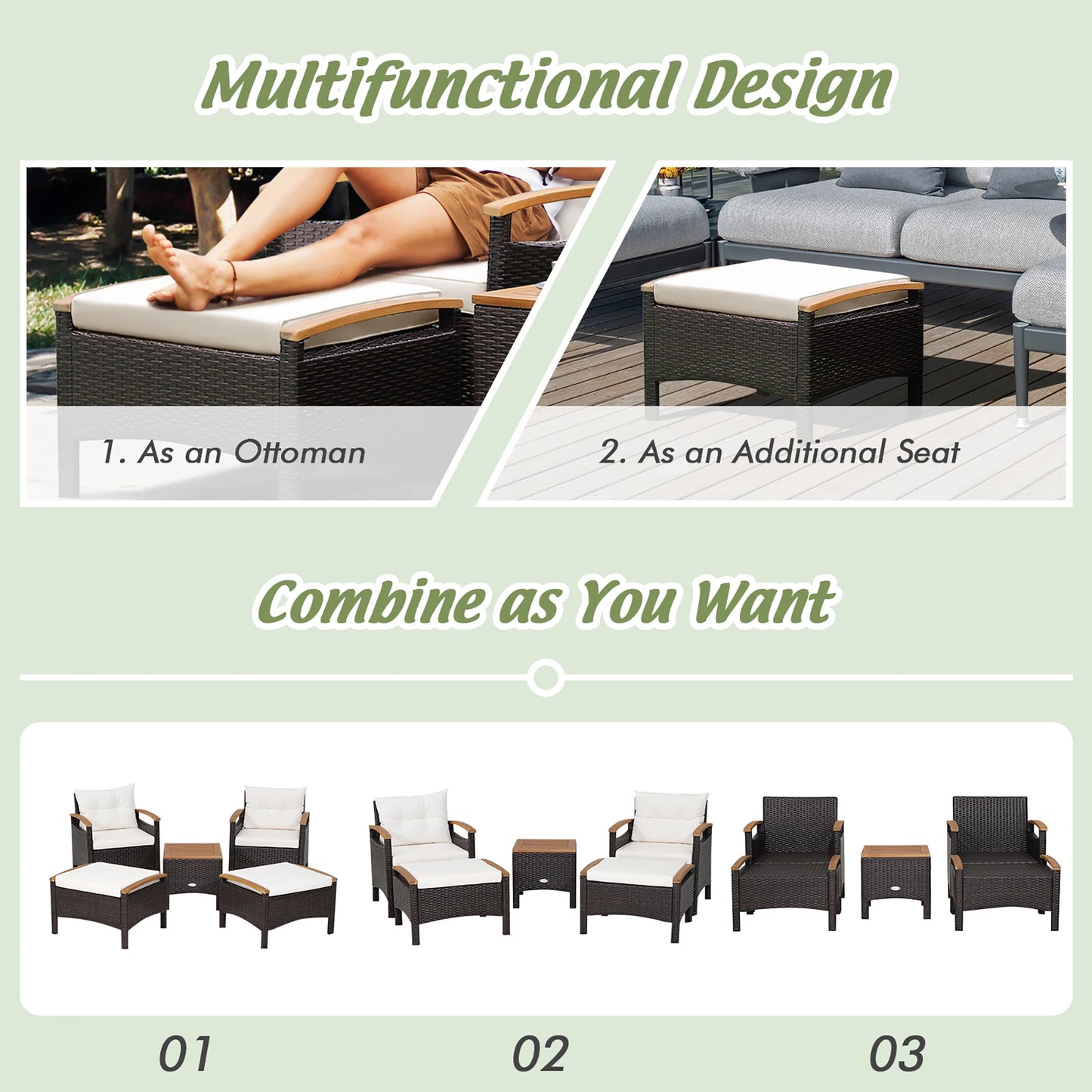 5pc Rattan Patio Furniture Set