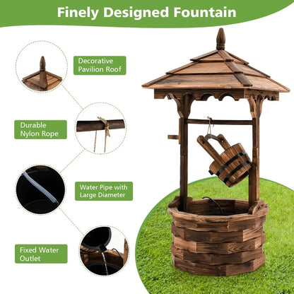 Rustic Wishing Well Fountain