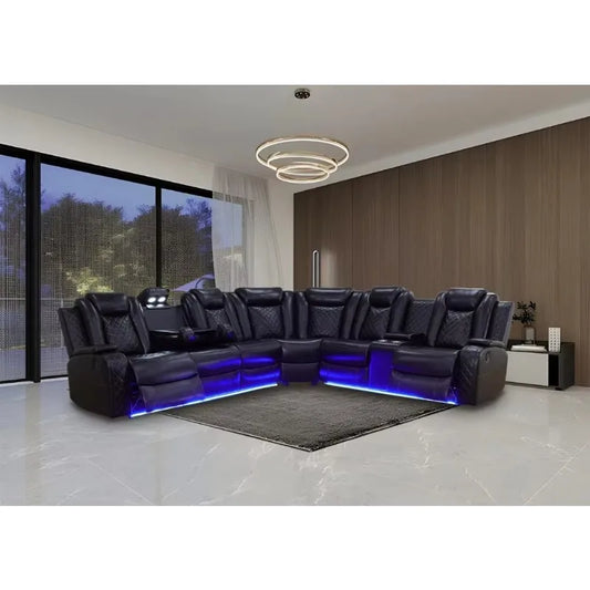 L-Shaped Power Recliner Sofa Set