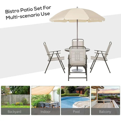 6-piece Patio Dining Set with Umbrella