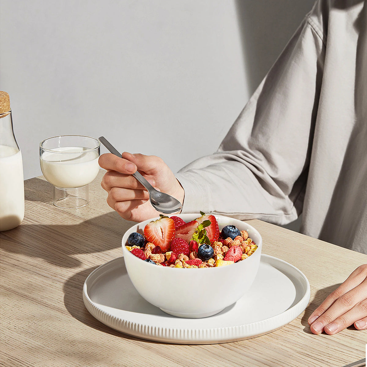 Set of 8 Premium White Ceramic Bowls